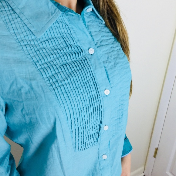 Tommy Hilfiger Womens Shirt Blue Floral Trim - Picture 3 of 8